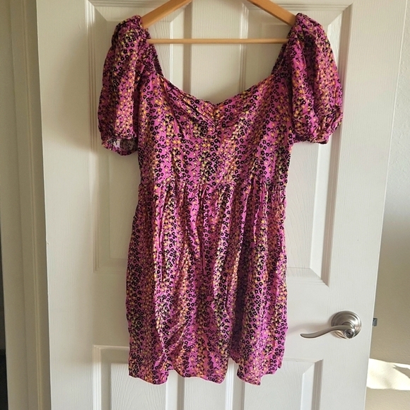 Reclaimed Vintage Puff Sleeve Floral  Mini Dress Size 10 - Picture 3 of 9